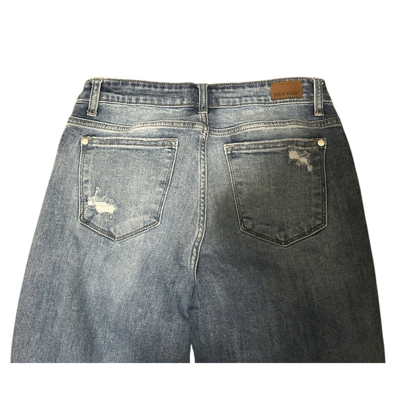 Judy Blue Boyfriend Fit Jeans 5/27 Stretch Distressed Dark Wash‎ High Rise Denim - Picture 4 of 7